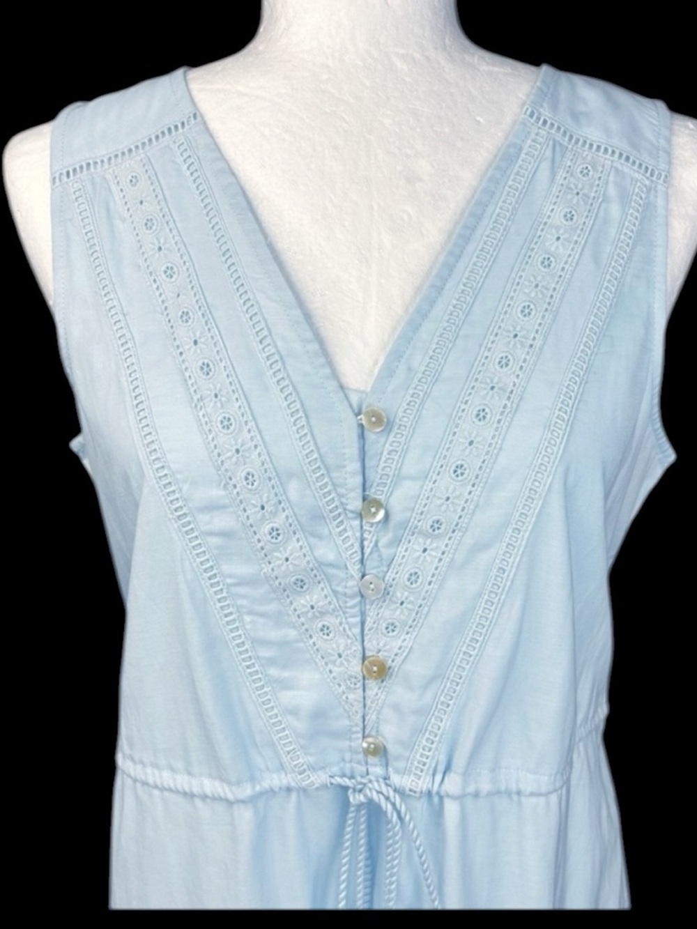 NEW Joie Blue Eyelet Lace Trim Dress S Coquette Girl Delicate Cottagecore Dainty - Picture 5 of 11